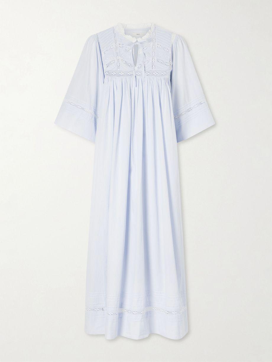 Magnolia lace-trimmed organic cotton midi dress by SKALL