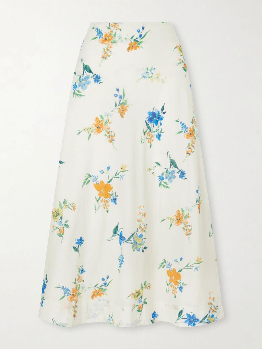 Mila floral-print organic cotton midi skirt by SKALL