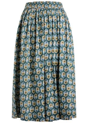 Ginny floral-print cotton midi skirt by SKALL STUDIO
