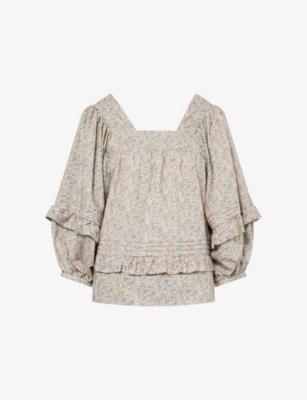 Hope Puff-Sleeve Cotton Blouse by SKALL STUDIO