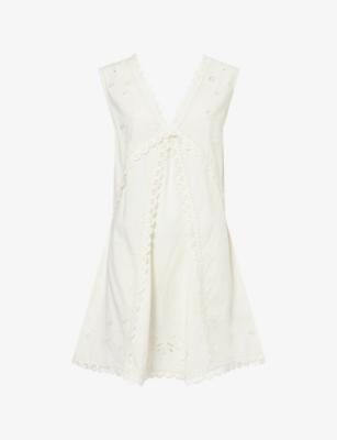 Talia Embroidered Cotton Mini Dress by SKALL STUDIO