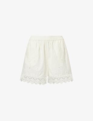 Tallulah Embroidered Cotton And Linen Blend Shorts by SKALL STUDIO