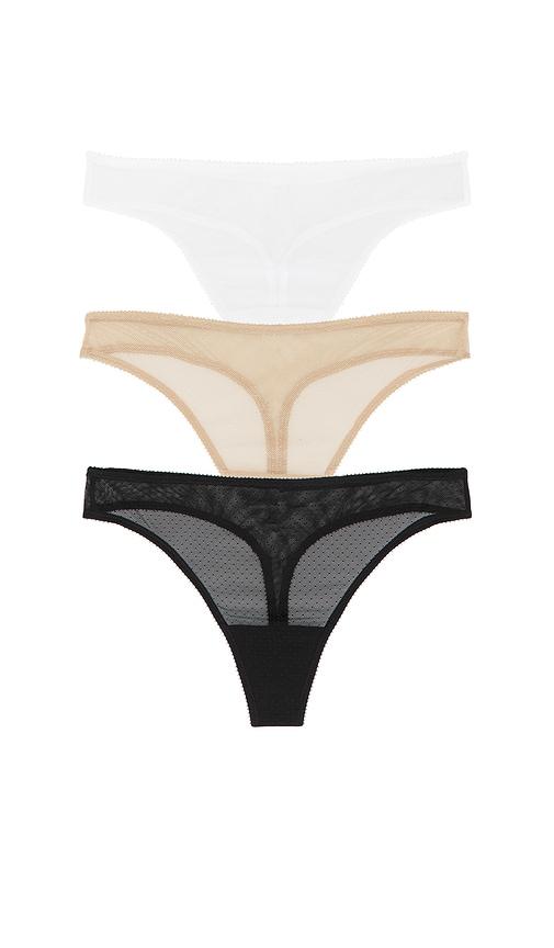 Skarlett Blue Jolie Lacy Thong 3-pack in Neutral by SKARLETT BLUE