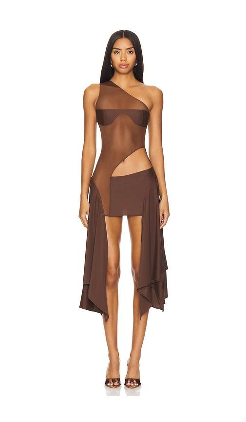 Sketch-Y x REVOLVE Tricot Mesh Dress in Brown by SKETCH-Y