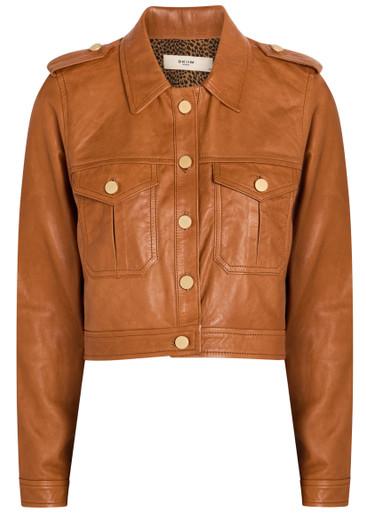 Amelie cropped leather jacket by SKIIM