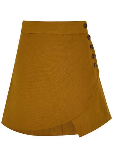 Asymmetrical woven mini skirt by SKIIM
