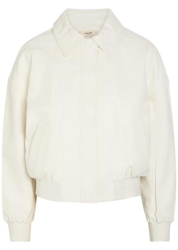 Boxy leather bomber jacket by SKIIM