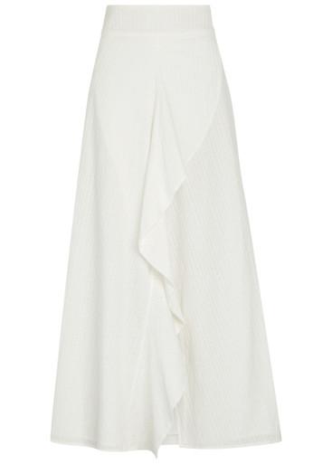 Embroidered split cotton midi skirt by SKIIM