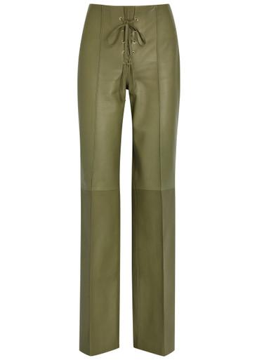 Lace-up straight-leg leather trousers by SKIIM
