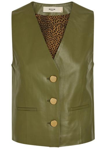 V-neck leather waistcoat by SKIIM