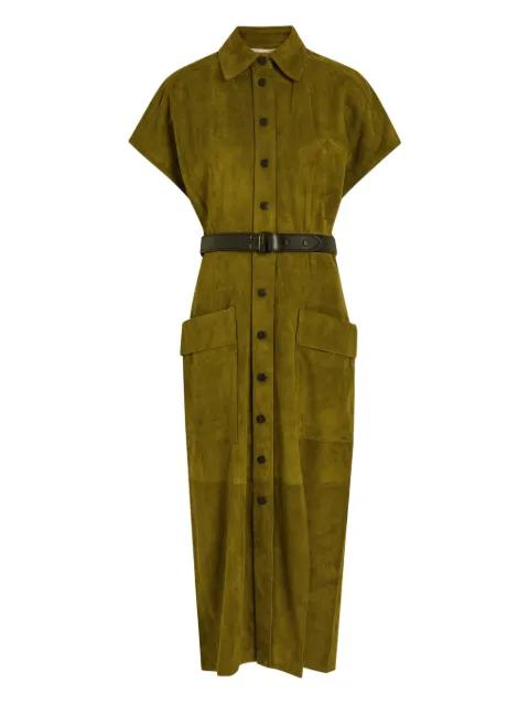 belted-waist buttoned dress by SKIIM