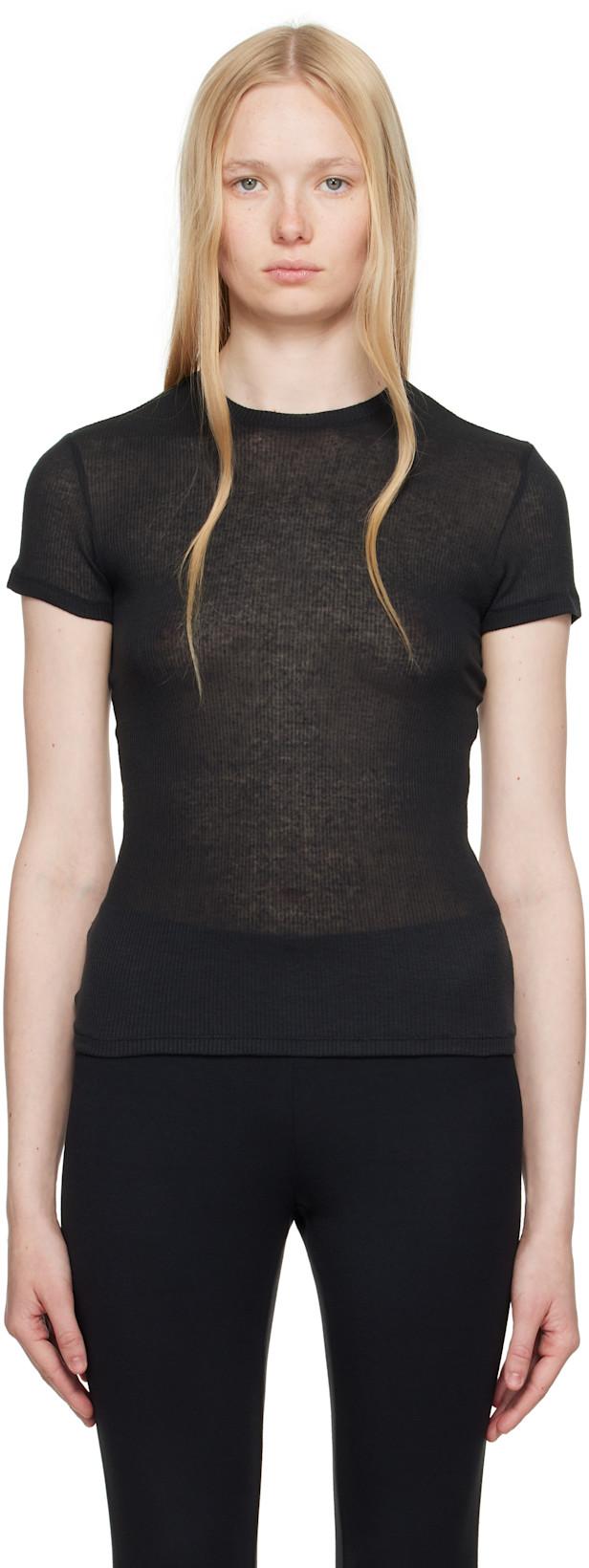 Black Sheer Cotton T-shirt by SKIMS