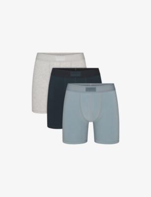 Branded-Waisband Pack of Three Cotton-Blend Boxer Briefs by SKIMS
