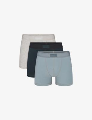 Branded-Waisband Pack of Three Cotton-Blend Boxer Briefs by SKIMS
