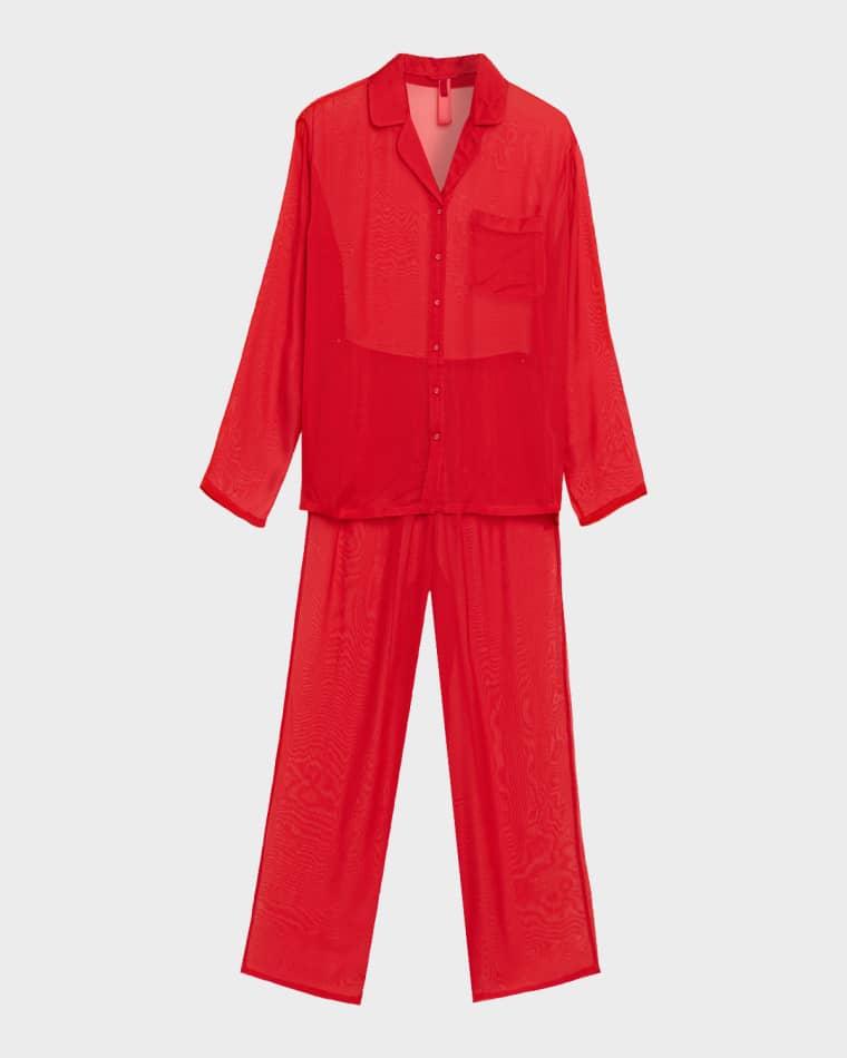 Button-Down Sheer Silk Lounge Set by SKIMS