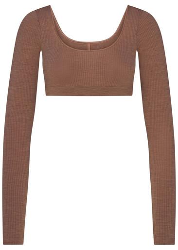 Cropped ribbed wool-blend top by SKIMS
