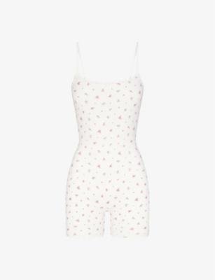 Floral-print sleeveless stretch-woven body by SKIMS