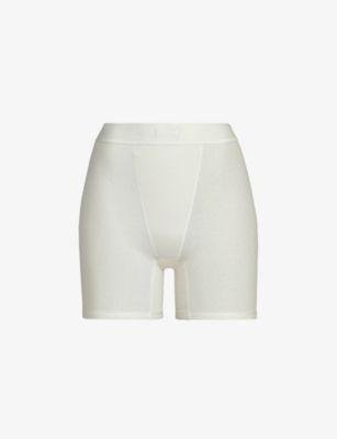 High-rise ribbed stretch-cotton boxers by SKIMS