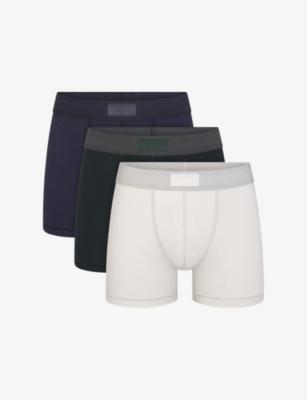 Logo-Waistband Pack of Three 3-inch Cotton-Jersey Boxer Briefs by SKIMS