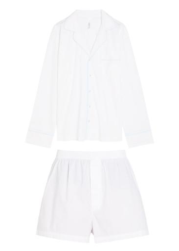 Logo-embroidered stretch-cotton poplin pyjama set by SKIMS