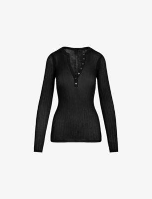Long-Sleeve Sheer Knit Henley Top by SKIMS