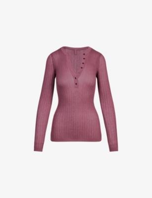 Long-Sleeve Sheer Knit Henley Top by SKIMS