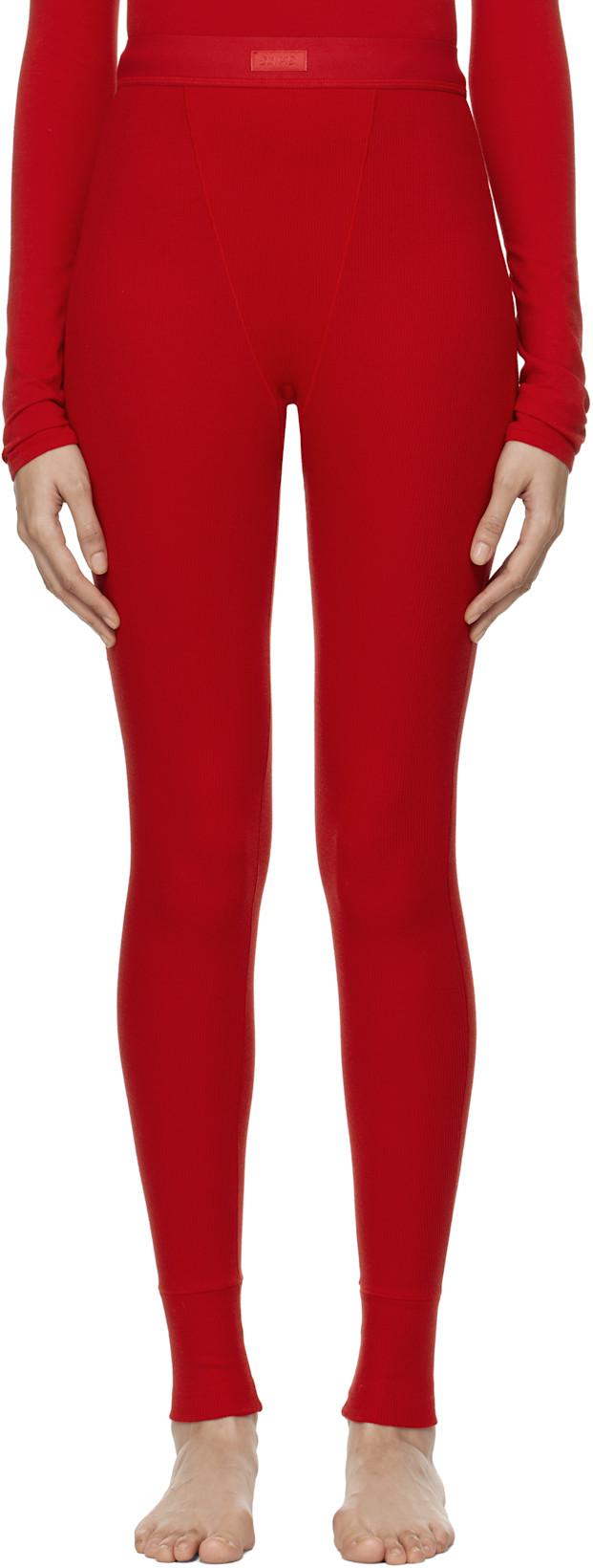 Red Cotton Rib Leggings by SKIMS