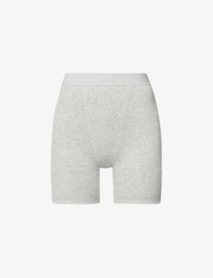 Ribbed high-rise stretch-cotton boxer shorts by SKIMS