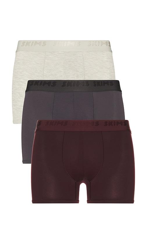 SKIMS 3 Pack Boxer Brief 3 in Burgundy by SKIMS