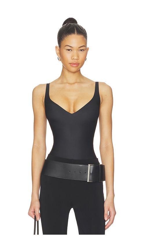 SKIMS Body Core Sculpt Plunge Thong Bodysuit in Black by SKIMS