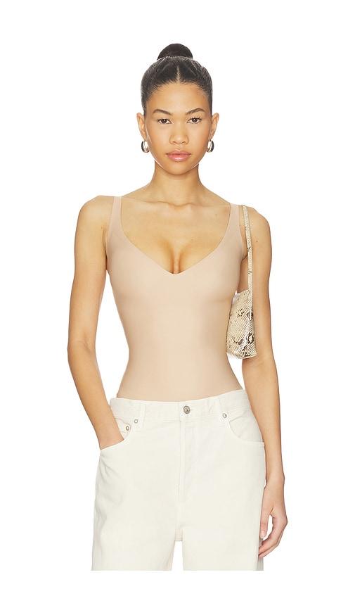 SKIMS Body Core Sculpt Plunge Thong Bodysuit in Nude by SKIMS