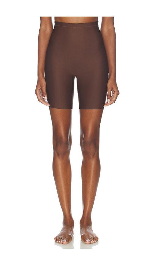 SKIMS Body Cs Mid Rise Short Thong in Chocolate by SKIMS