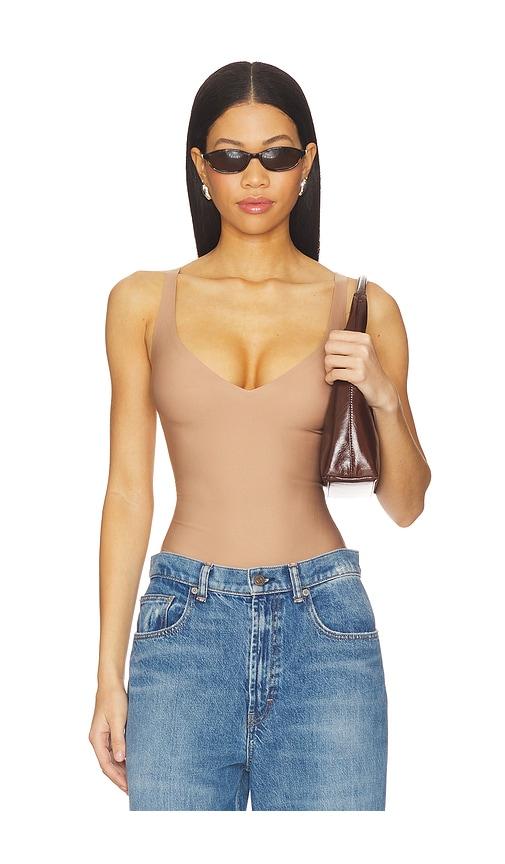 SKIMS Body Plunge Bodysuit in Taupe by SKIMS