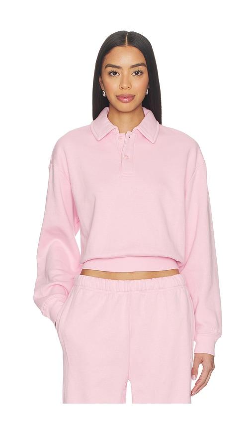 SKIMS Cotton Fleece Polo Sweatshirt in Pink by SKIMS