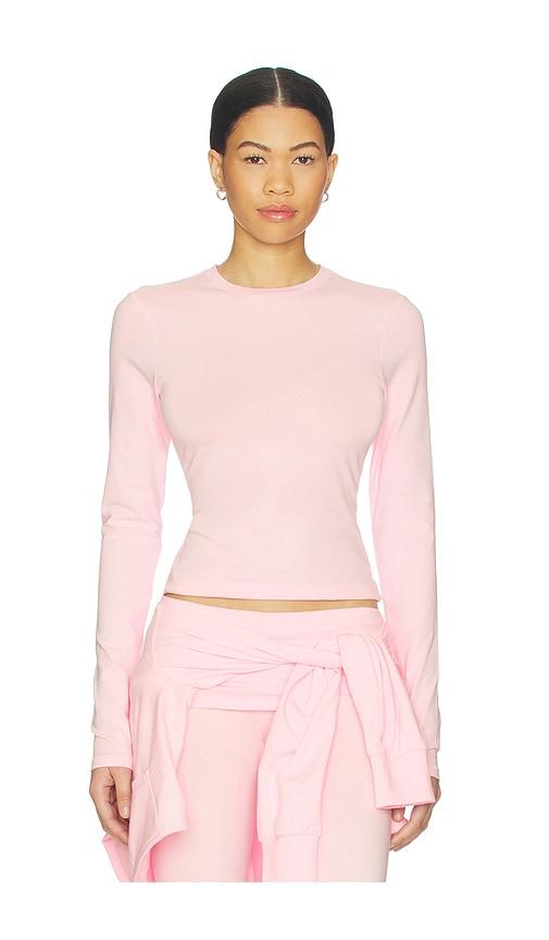 SKIMS Cotton Jersey Long Sleeve T-shirt in Pink by SKIMS