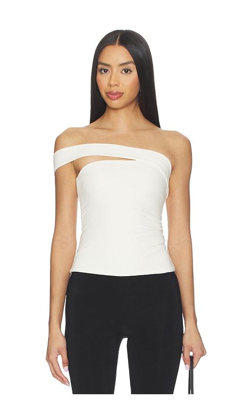 SKIMS Cotton Jersey One Shoulder Tube Top in White by SKIMS