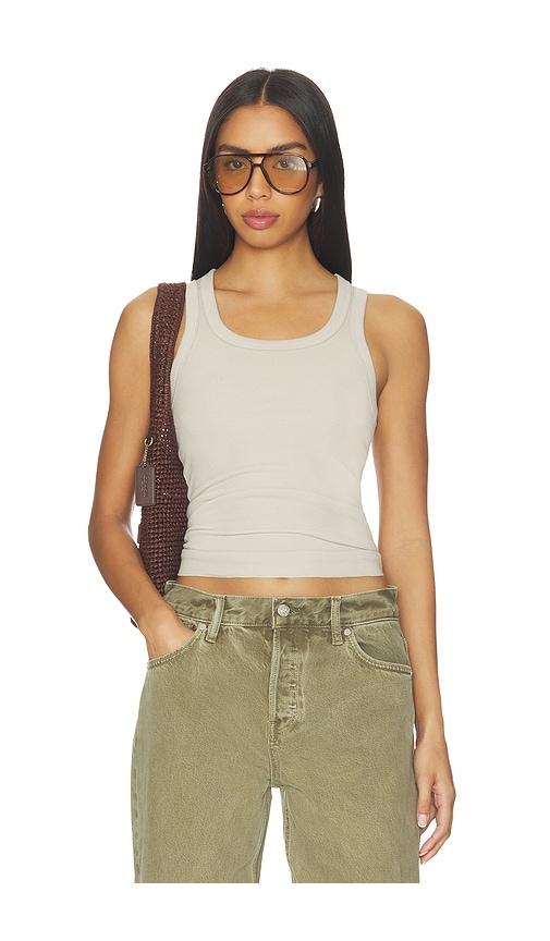 SKIMS Cotton Rib High Scoop Tank in Beige by SKIMS