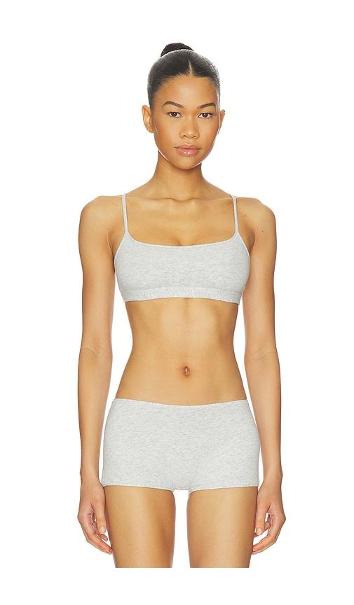 SKIMS Everyday Cotton Scoop Bralette in Light Grey by SKIMS