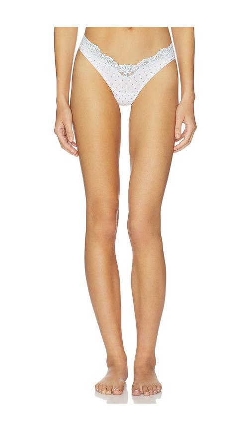 SKIMS Fits Everybody Lace Lace Dipped Thong in White by SKIMS