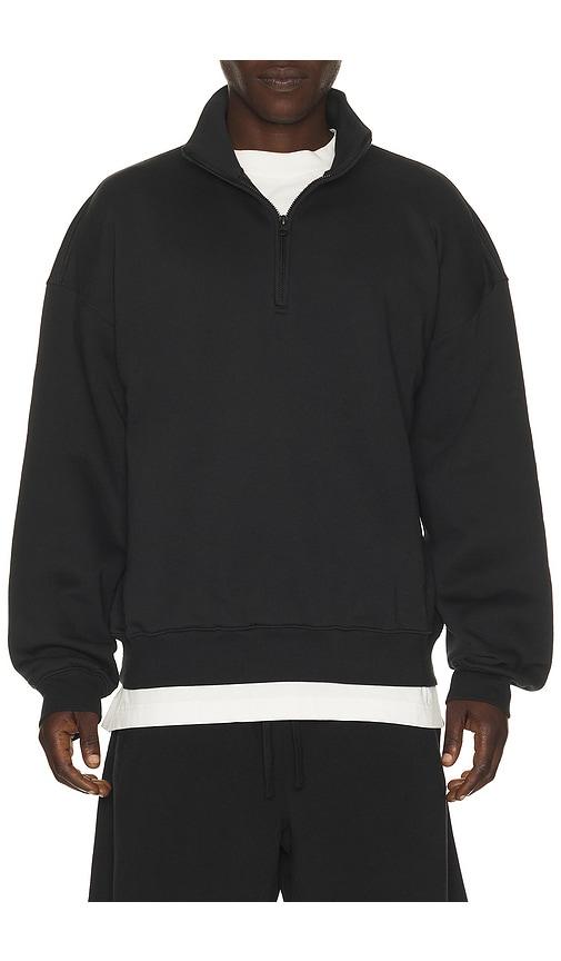 SKIMS Fleece Lounge Quarter Zip in Black by SKIMS