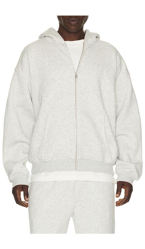 SKIMS Fleece Lounge Relaxed Zip Up Hoodie in Grey by SKIMS