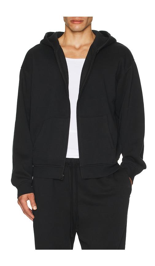 SKIMS Fleece Zip Up Hoodie in Black by SKIMS