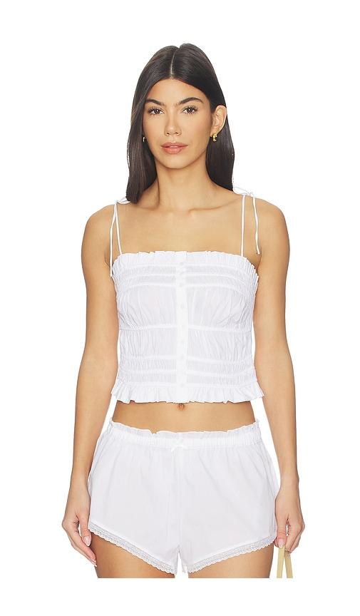 SKIMS Garment Washed Ruffle Cami in White by SKIMS