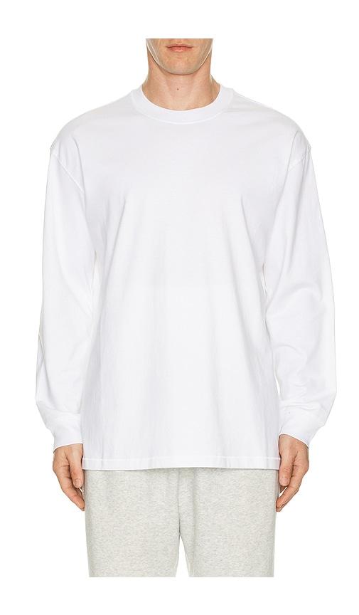 SKIMS Heavyweight Cotton Long Sleeve T-Shirt in White by SKIMS