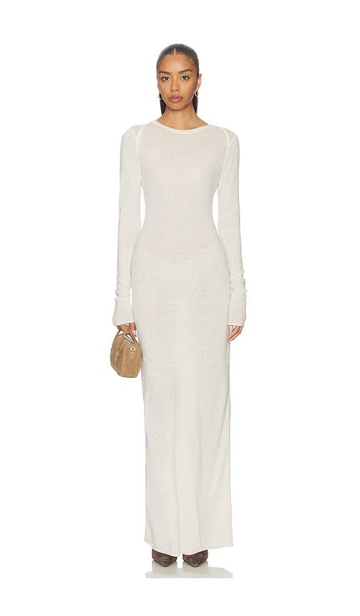 SKIMS Sheer Cashmere Long Sleeve Maxi Dress in White by SKIMS