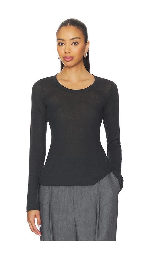 SKIMS Sheer Cotton Long Sleeve Top in Black by SKIMS