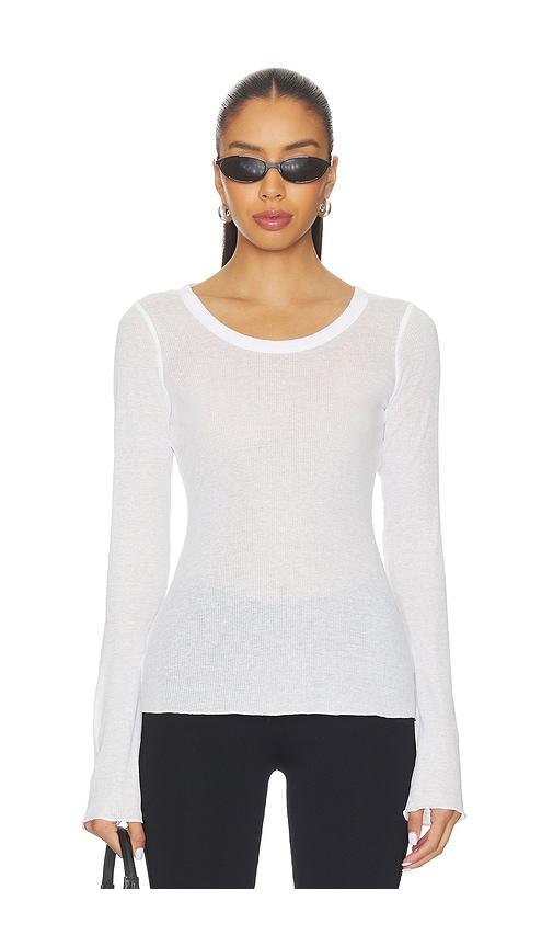 SKIMS Sheer Cotton Long Sleeve Top in White by SKIMS