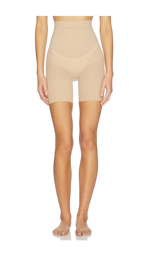 SKIMS Sheer Seamless Mid Thigh Short in Tan by SKIMS