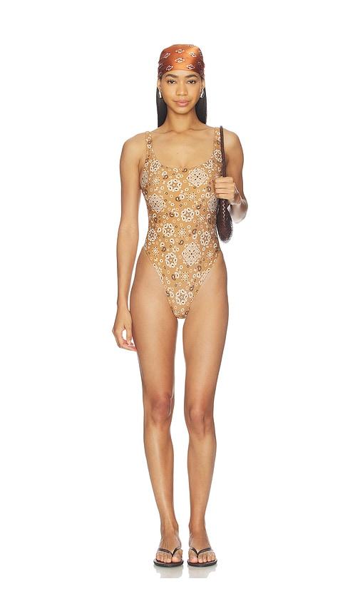 SKIMS Signature Swim Scoop Neck One Piece in Brown by SKIMS