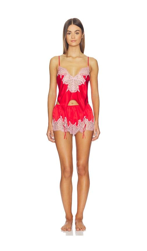 SKIMS Silk Lace Garter Cami And Short Set in Red by SKIMS